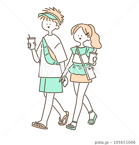 お出かけカップル-夏-シンプル 105651006