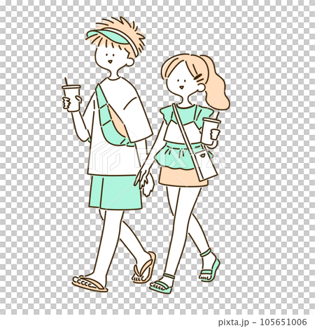 お出かけカップル-夏-シンプル 105651006