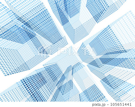 四角いドットのビル街デジタルイメージバックグラウンド横　ベクターイラストレーション 105651441