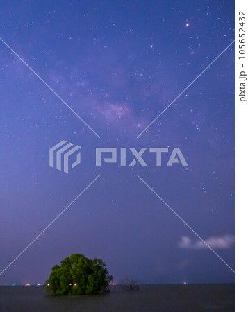 Milky way galaxy from near equator at night time with artifact and noise technique 105652432