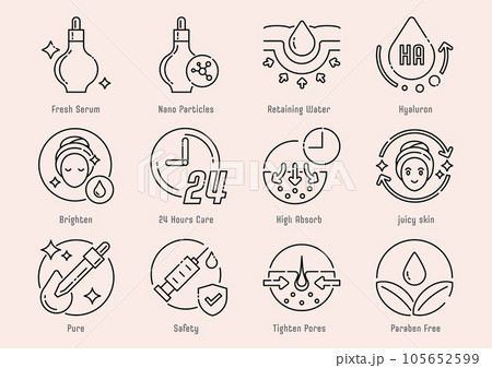 hyaluron serum line icon set hyaluron serum line icon set 105652599