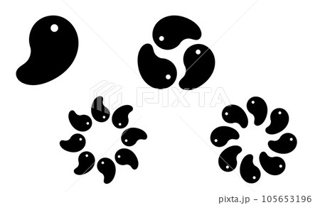 勾玉のイラスト素材のセット　モノクロ 105653196