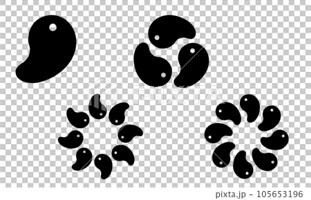 勾玉のイラスト素材のセット　モノクロ 105653196