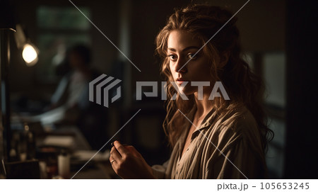 控室でメイクする女優・役者・舞台俳優(Generative AI) 控室でメイクする女優・役者・舞台俳優(Generative AI) 105653245