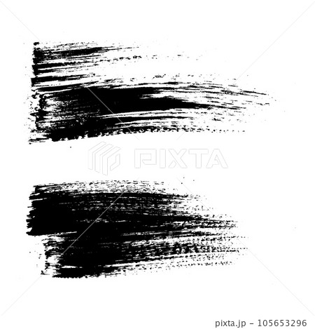 Vector black paint, ink brush stroke, brush, line or texture. Dirty grunge artistic design element, box, frame or background for text. Grungy smears 105653296