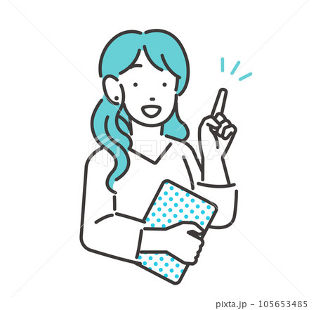 指さしをする若い女性のビジネスパーソンのベクターイラスト素材 指さしをする若い女性のビジネスパーソンのベクターイラスト素材 105653485