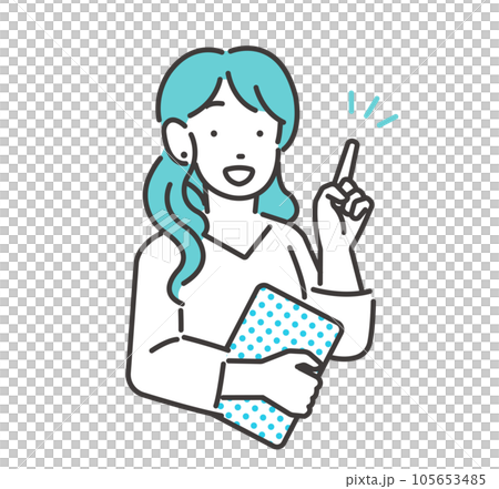 指さしをする若い女性のビジネスパーソンのベクターイラスト素材 指さしをする若い女性のビジネスパーソンのベクターイラスト素材 105653485