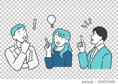 ひらめいた若いビジネスパーソンのベクターイラスト素材 105653488