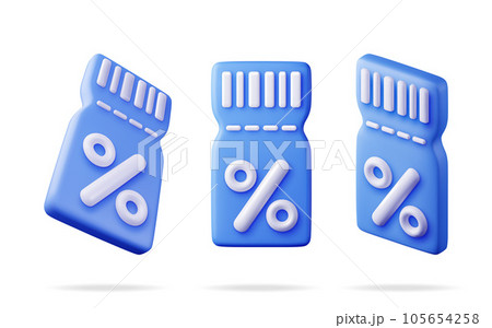 3d Set of Coupon with Percent Symbol 105654258