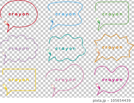 Colorful speech bubble set of wind drawn with crayons 105654439