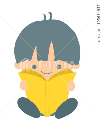 笑顔で本を読む男の子のイラスト 笑顔で本を読む男の子のイラスト 105654957
