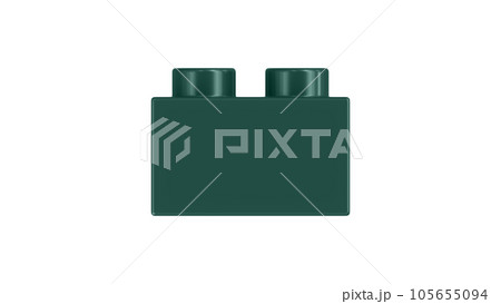 Deep Teal Lego Block Isolated on a White Background. Close Up View of a Plastic Children Game Brick for Constructors, Side View. High Quality 3D Rendering with a Work Path. 8K Ultra HD, 7680x4320 105655094