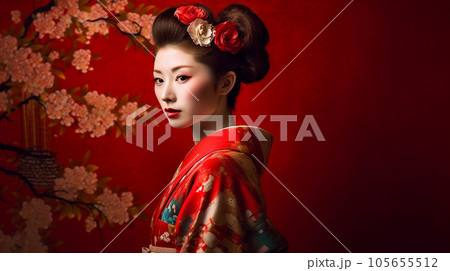 着物を着た日本人女性・舞妓・芸者・花魁(Generative AI) 着物を着た日本人女性・舞妓・芸者・花魁(Generative AI) 105655512
