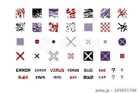 ドット絵 エラー画面 バグ ウイスル ノイズ データ破損装飾イラスト