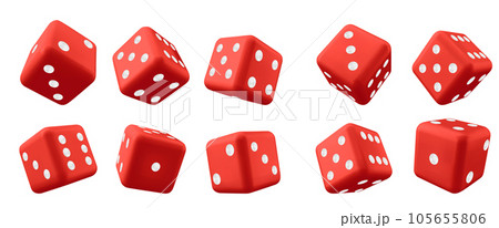 Red 3d play casino game cube dice isolated vector 105655806