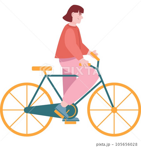 Vector woman character riding bicycle flat icon 105656028