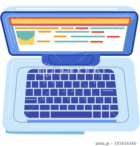 Laptop with top view on keyboard isolated vector 105656360