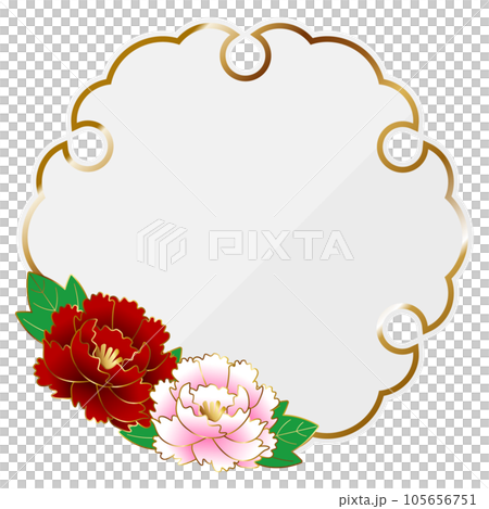 高級感のある牡丹のフレーム ホワイト&ゴールド 高級感のある牡丹のフレーム ホワイト&ゴールド 105656751