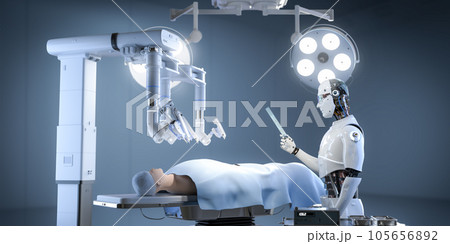 Doctor robot with robotic assisted surgery in operating room Doctor robot with robotic assisted surgery in operating room 105656892