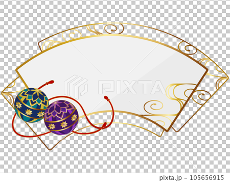 Luxurious handball and fan-shaped frame white & gold 105656915