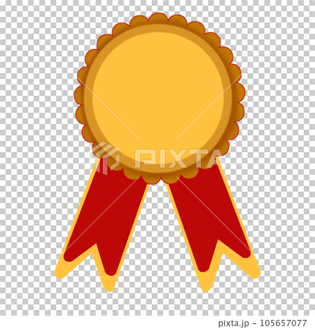 gold medal with ribbon 105657077