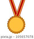 gold medal with ribbon 105657078