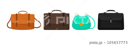 Female Handbag Made of Artificial Leather Isolated on White Background Vector Set Female Handbag Made of Artificial Leather Isolated on White Background Vector Set 105657773