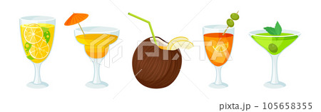 Bright Exotic Cocktail in Glass as Tropical...のイラスト素材 [105658355] - PIXTA