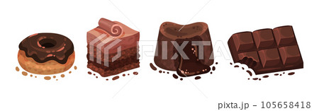 Chocolate Dessert as Sweet and Yummy Treat Vector Set Chocolate Dessert as Sweet and Yummy Treat Vector Set 105658418