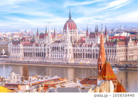 Budapest, Hungary cityscape with Parliament 105658440
