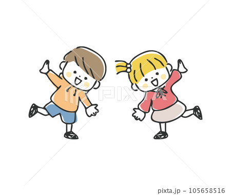 女の子と男の子のイラスト 105658516