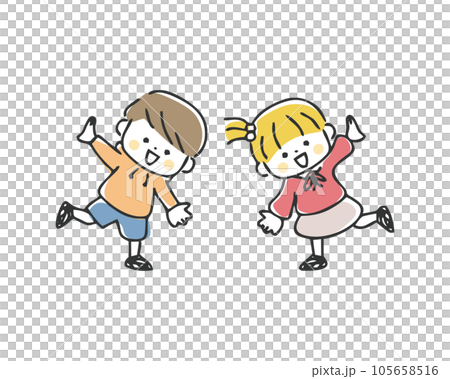 女の子と男の子のイラスト 105658516