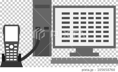 Image illustration of connecting a terminal to a computer and sending data 105658760