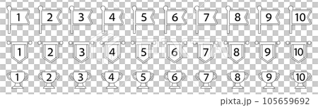 數字圖標集/插畫/優勝杯/線條/裝飾/簡約/排名/名次/旗幟 105659692