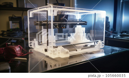 Process of 3D printing printer. Modern technologies of future. AI generated. 105660035