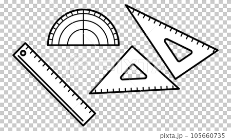 尺子、三角尺和量角器插圖 105660735