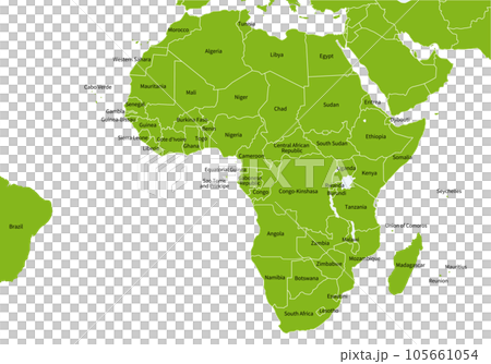 Maps of African countries and neighboring countries, English country names, ecology Maps of African countries and neighboring countries, English country names, ecology 105661054