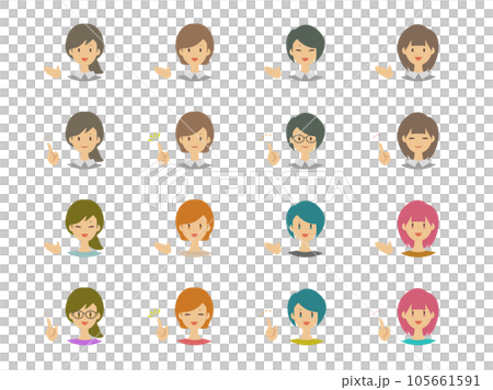 Icons of women with various expressions _ Recommendations & points Icons of women with various expressions _ Recommendations & points 105661591
