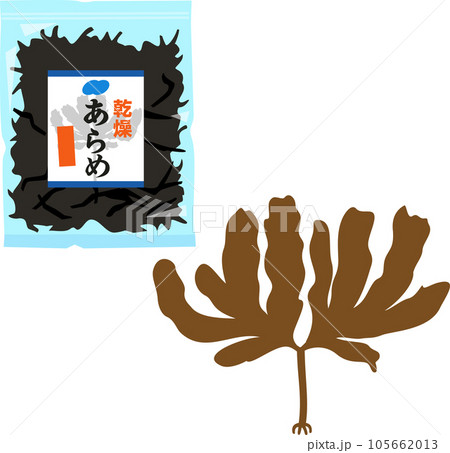 アラメと袋入りの乾燥アラメ 105662013