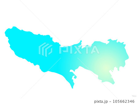 東京都 都地図のイラスト アクアブルー 水色 黄色 105662346
