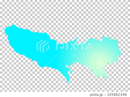 東京都 都地図のイラスト アクアブルー 水色 黄色 105662346
