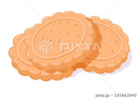 Cartoon shortbread cookies. Homemade tasty cookies, delicious, crumbly and buttery cookies flat vector illustration 105662640