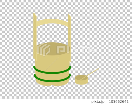 Illustration of a bucket and a ladle used when visiting a grave 105662641