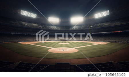 Baseball stadium with spotlight. Baseball stadium with spotlight. 105663102
