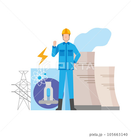 原子力発電と男性作業員 105663140