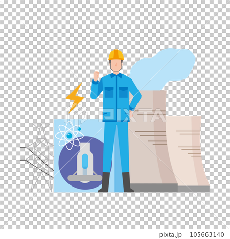 原子力発電と男性作業員 105663140