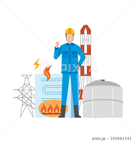 火力発電と男性作業員 火力発電と男性作業員 105663141
