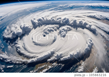 宇宙から見た台風　AI生成画像 105663216