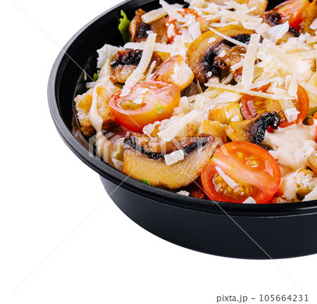 salad of fried mushrooms, tomatoes and parmesan 105664231