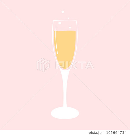 A glass of champagne. Vector illustration. Isolated glass with bubbling champagne. 105664734